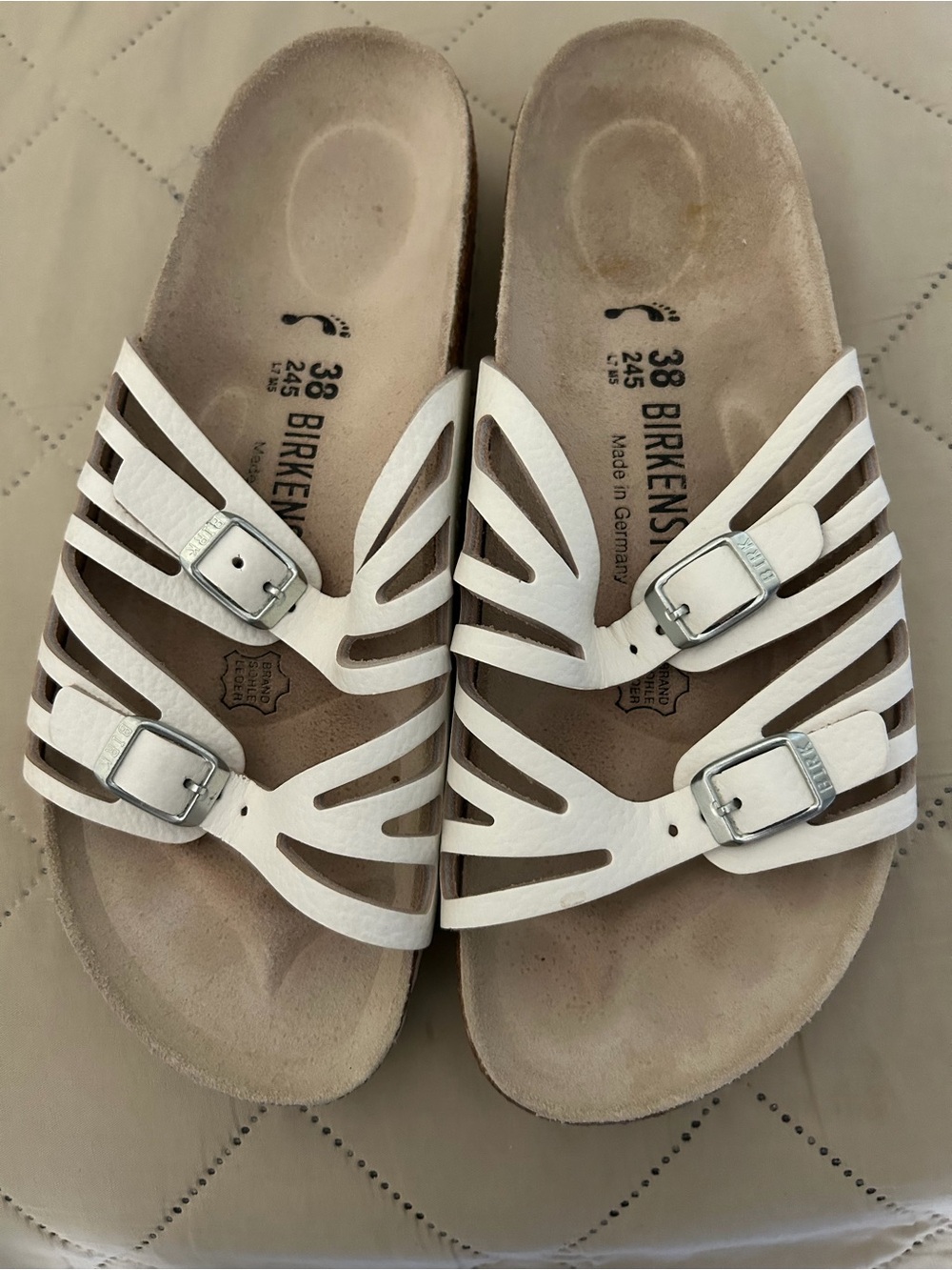 Birkenstock White Cutout Double-Buckle Sandals